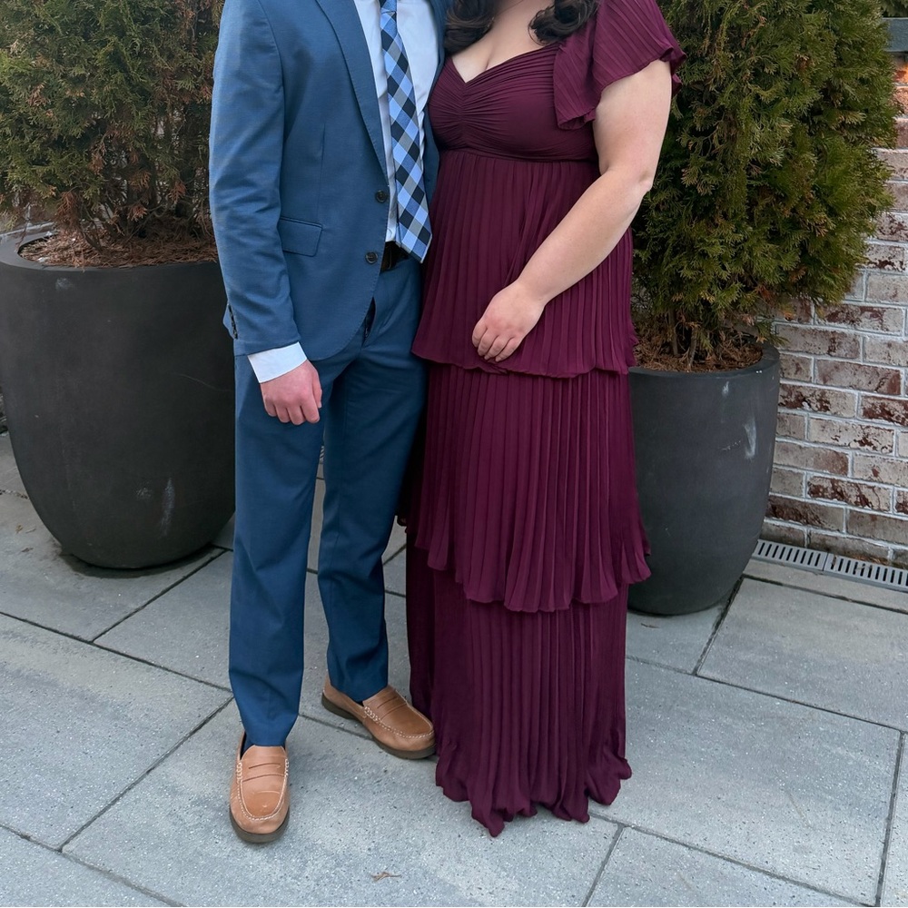 Lulu's Maroon Tiered Maxi Dress